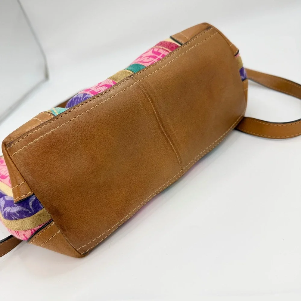 Fossil Y2K Patchwork Satchel Small Multi Color Jacquard Striped Crossbody Bag